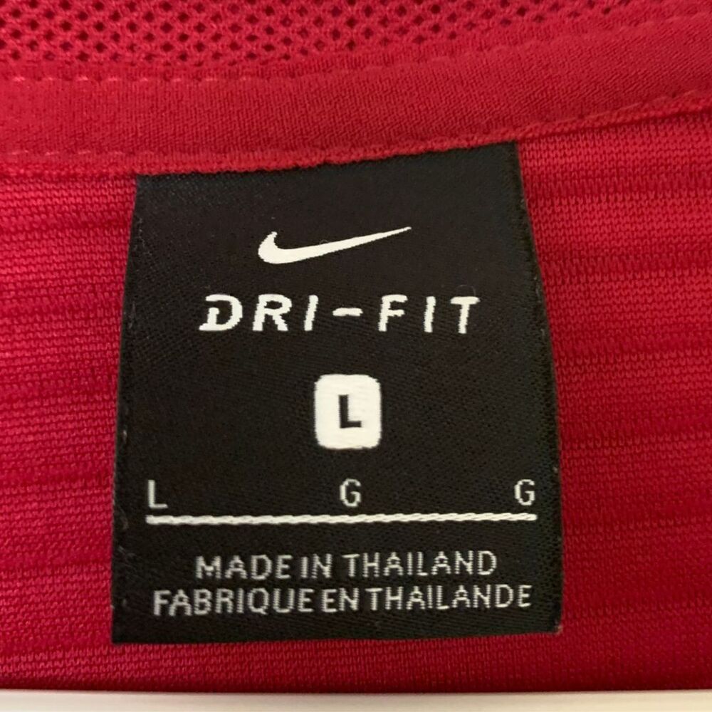 Nike Dri- Fit Full Zip Hoodie Size L Red Logo Sleeve & Back Hem - Picture 10 of 11